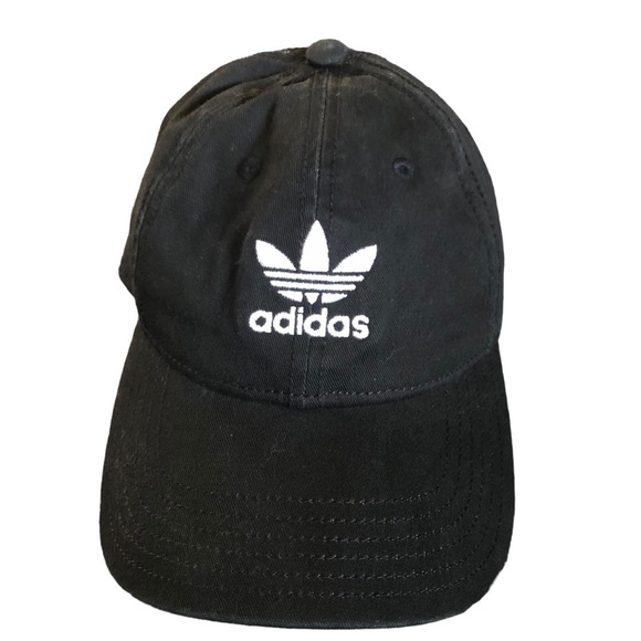 Adidas Golf Hat Cap OS Black 100% Cotton Adjustable Summer Embroidered Logo - Picture 1 of 4